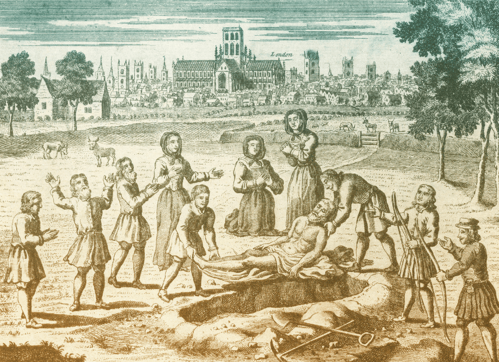 Geschichte des Badens und der Körperpflege – Eine Reise von der Antike bis zur modernen Wellness-Kultur durch 5.000 Jahre Kulturgeschichte 6 Beerdigung vor Stadt im Hintergrund
