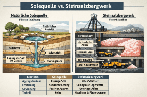 Das "weiße Gold": Warum Salz Europas Geschichte prägte 2 Solequelle ↔ Steinsalzbergwerk